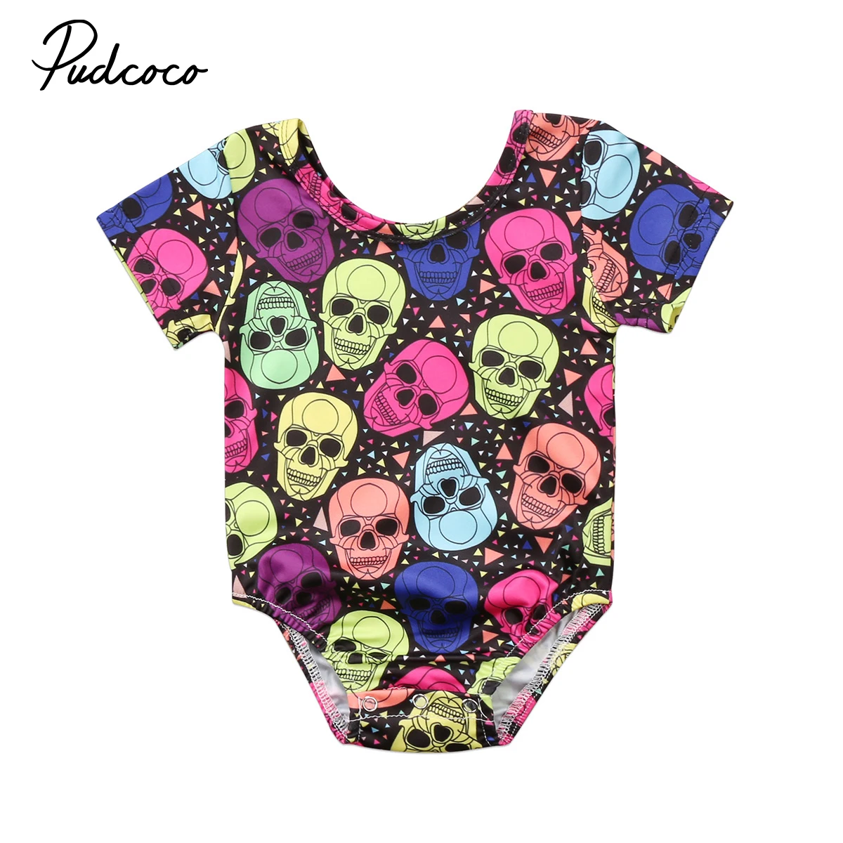 

New 2018 Newborn Baby Girls Boy Skull Romper Short Sleeve Jumpsuit Clothes Outfits Summer