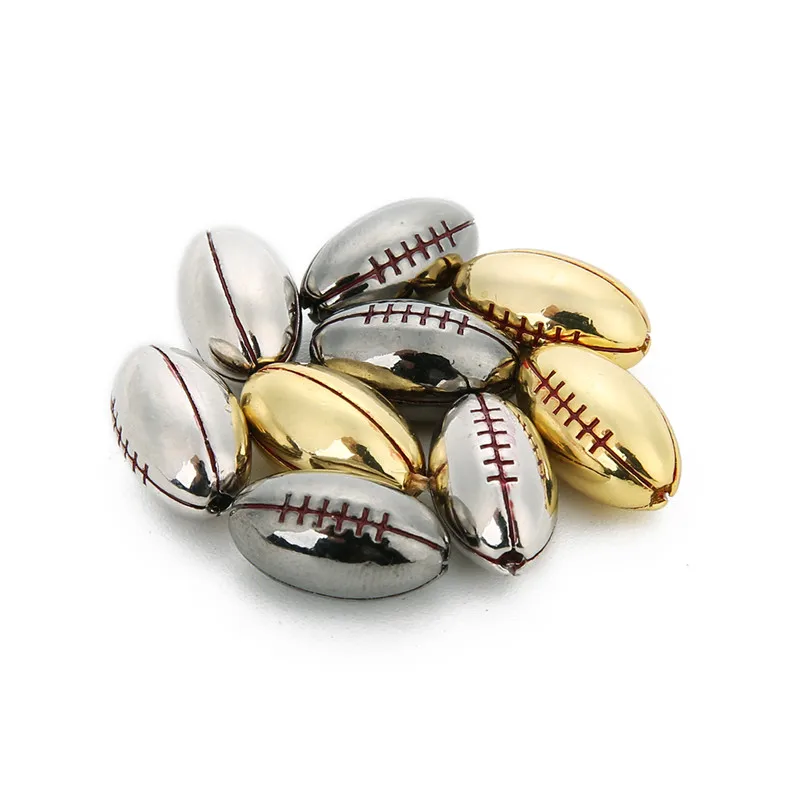 

SAUVOO 2pcs Copper Rugby Bead 10x17mm Oval Football Charm Spacer Rondelle Beads for DIY Bracelets Jewelry Findings Supplier