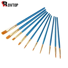 Rovtop 10 шт./компл. акварель гуашь кисти для рисования разные формы круглый острый кончик нейлоновые кисти для рисования кисти комплект, принадлежности для живописи