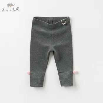 

DBQ11537 dave bella spring autumn baby girls fashion gray solid pants children full length kids pants infant toddler trousers