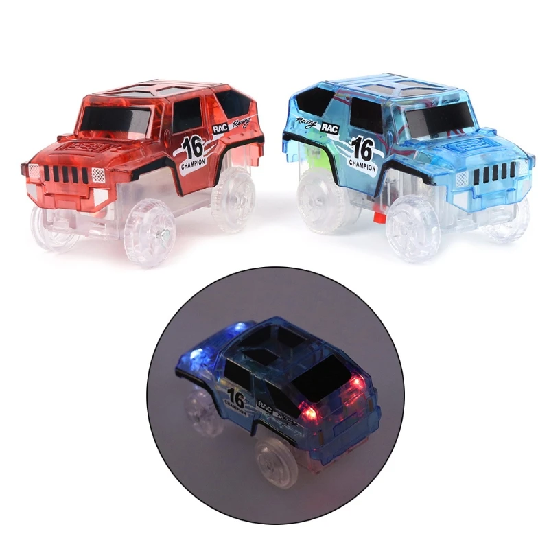 

Electric Rail Car Toys LED Car Toy for DIY Miraculous Magical Track Glowing In Dark Bend Flex Racing