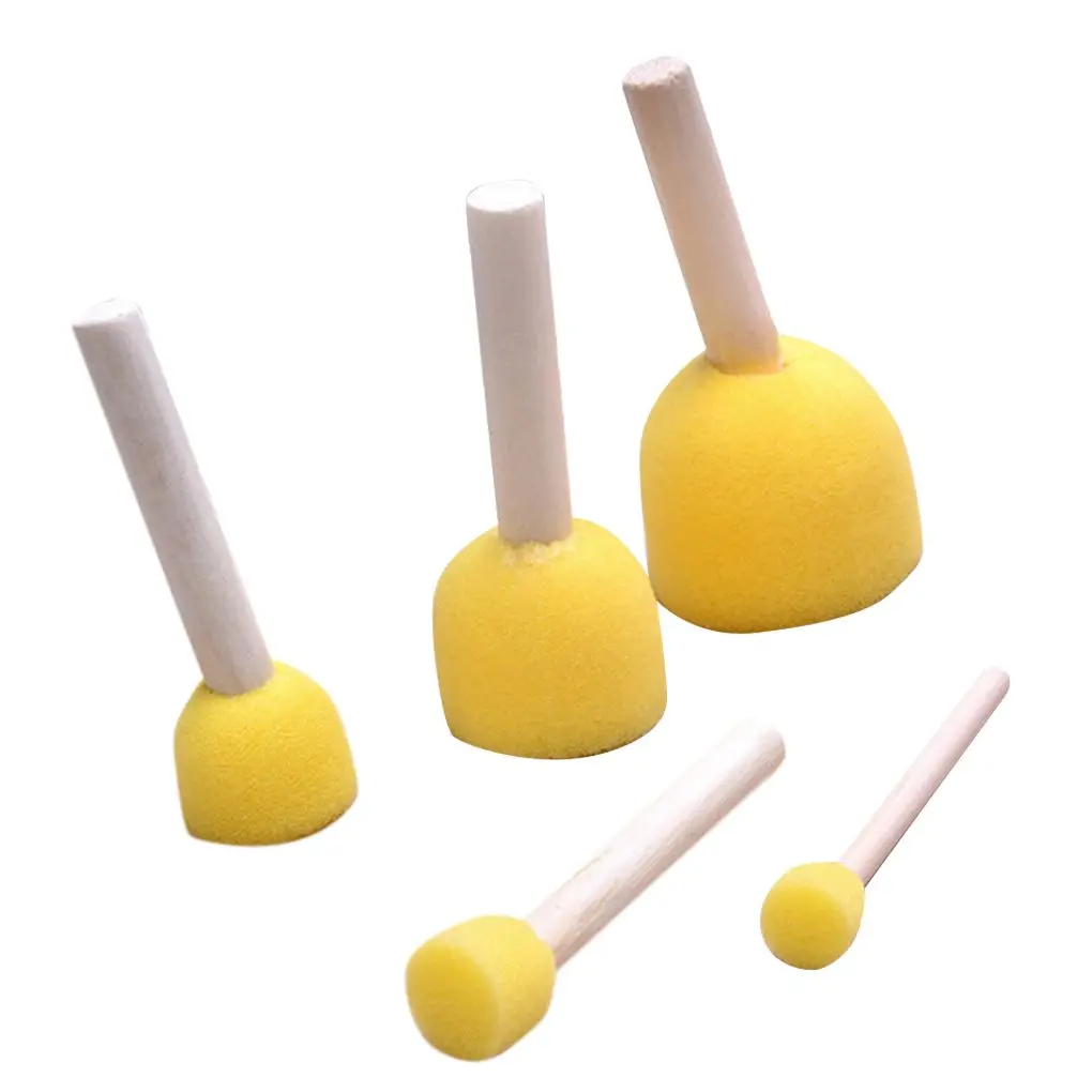 

5pcs Assorted Round Paint Foam Sponge Brush Set Painting Tools Stippler for Kids Painting Crafts and DIY Art Graffiti Painting