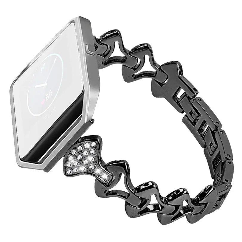 Black CARPRIE женские стильные бриллианты Кристалл Браслет для Fitbit Blaze Металл Смарт часы ремешок замена 907 - Цвет: Black
