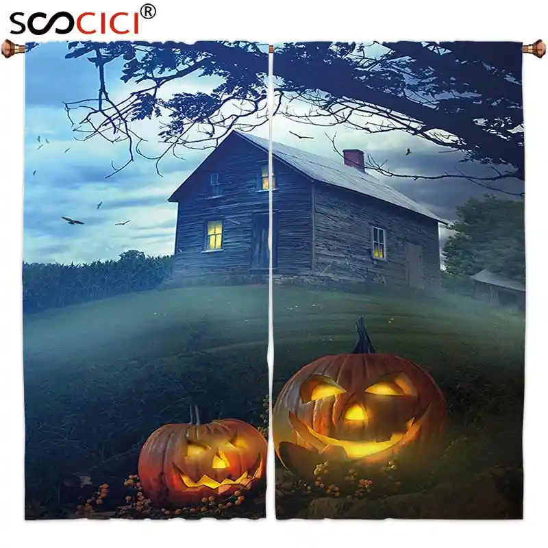 Window Curtains Treatments 2 Panels Halloween Decorations