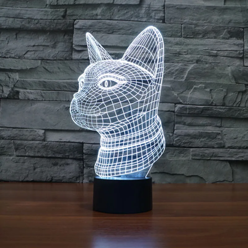 Изменение цвета ночник кошка Крытый 3D светодиодные лампы из Китая USB новинка свет Etsy для подарков