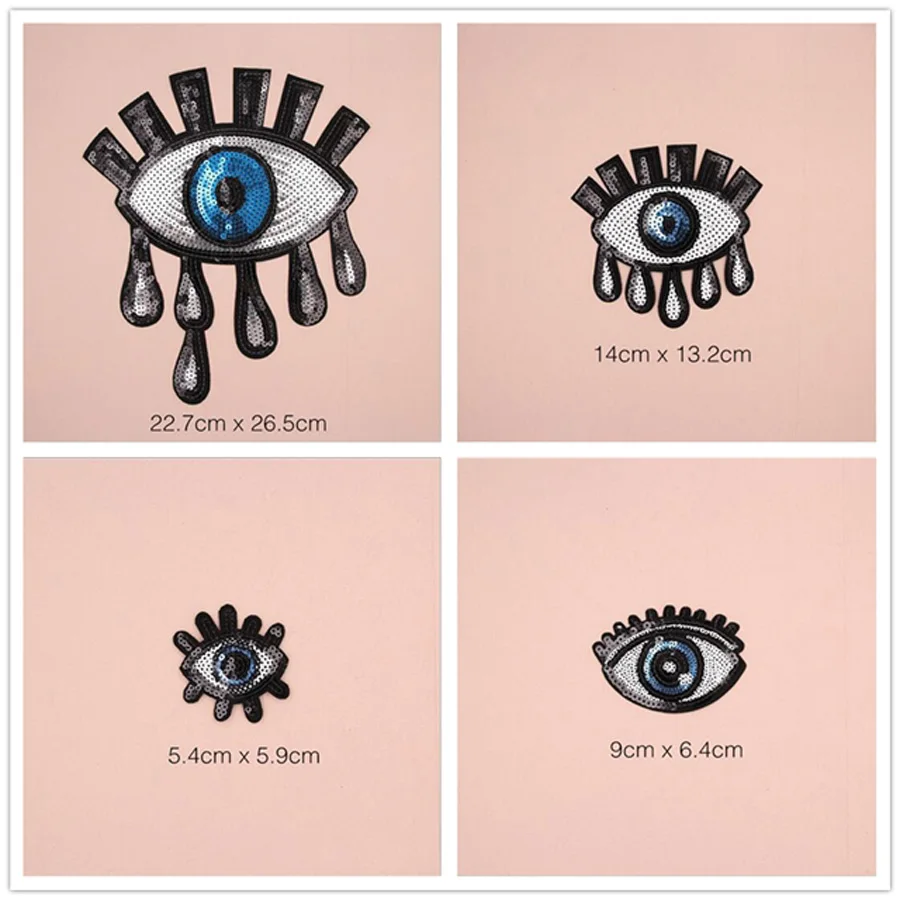 Beauty Eye Sequined Patches Cap Shoe Iron On Embroidered Appliques DIY Apparel Accessories Patch For Clothing Fabric Badge B52 1