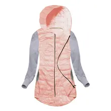 Women Winter Parkas Jacket Coat Cool Basic Cotton Spliced Jacket Patch Irregular Zipper Outwear