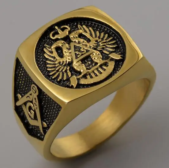 Классическое Золотое кольцо Blalck Masonic Freemason No.33 титановые кольца Free Mason мужские