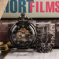 Ретро стимпанк Скелет механический кармашек для часов Часы кулон с цепочки и ожерелья для мужчин женщин цепи подарок