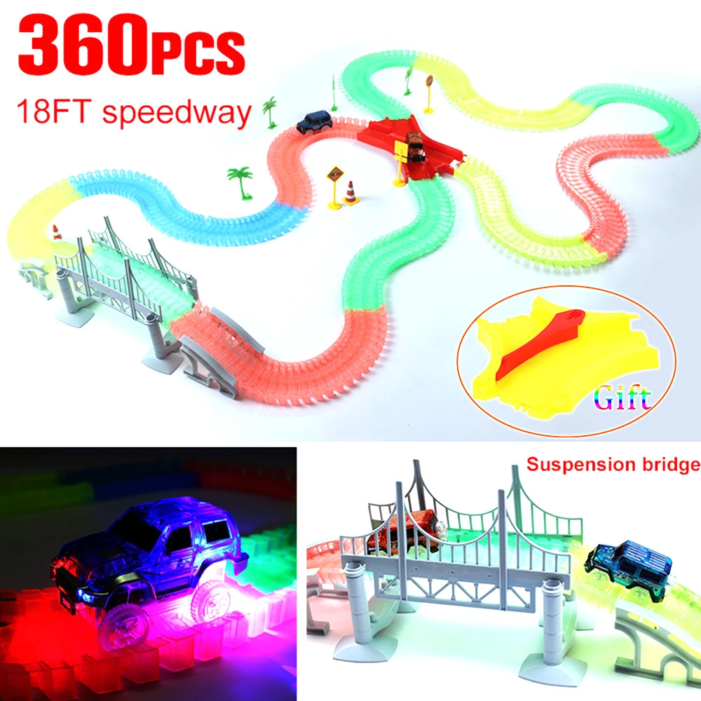 glowing race car set