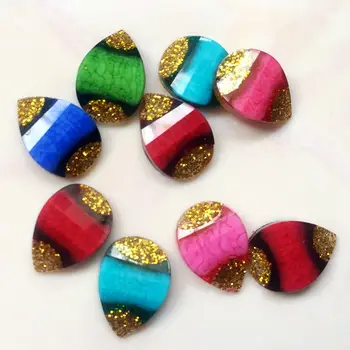 

Diy 60pcs water drop hair ornaments, household scrapbook, peacock eye resin strass, gold powder rhinestone.