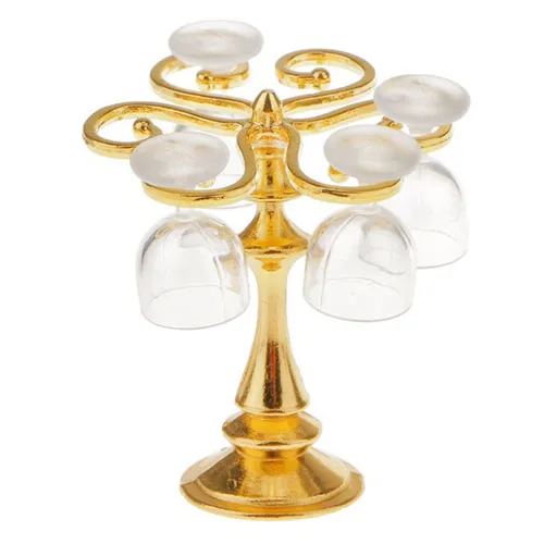 

Set of 4pcs Goblet Red Wine Cups with Metal Rack Stand Holder Dolls House Miniature Dining Room Pub Bar Accessory Gold