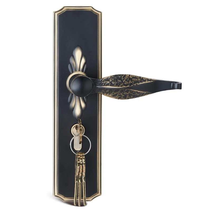 Unique Designed 1set Pure Brass Door Handle Lock Set For Interior