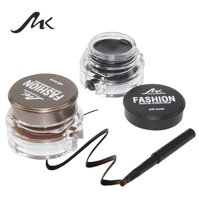 MK 2 in 1 Eyebrow Cream EyeLiner Gel with Brushes Eye Makeup Set