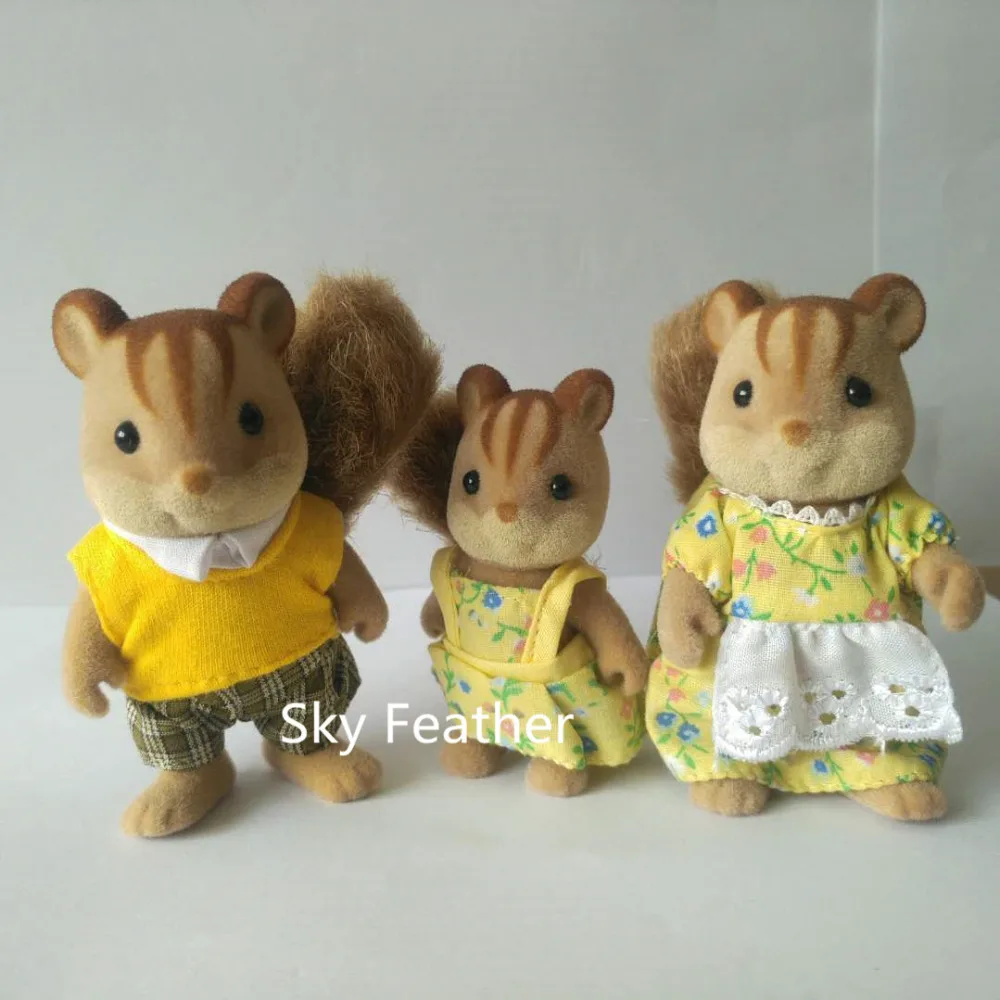 Eichhörnchen familie mini größe Sylvanian Familie Figuren Anime Cartoon figuren puppen Spielzeug Kind Spielzeug geschenk Billig