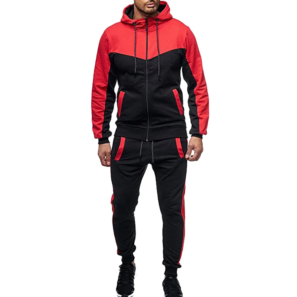 Feitong Men Tracksuit Autumn Winter Packwork Sweatshirt Top Pants Sets Sports Suit Tracksuit Ropa Deportiva Hombre Tracksuit Men