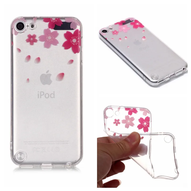 

Soft TPU Cover For Apple iPod Touch 5 Touch 6 Case High transparent Cherry Blossom series design Silicone Phone Cases Covers