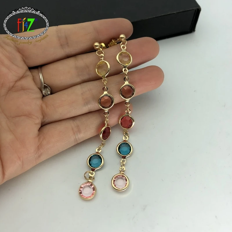 

F.J4Z Fashion Women Earrings Elegant Colorful Faux Stone Chandelier Earrings Female Statement Jewelry pendientes mujer