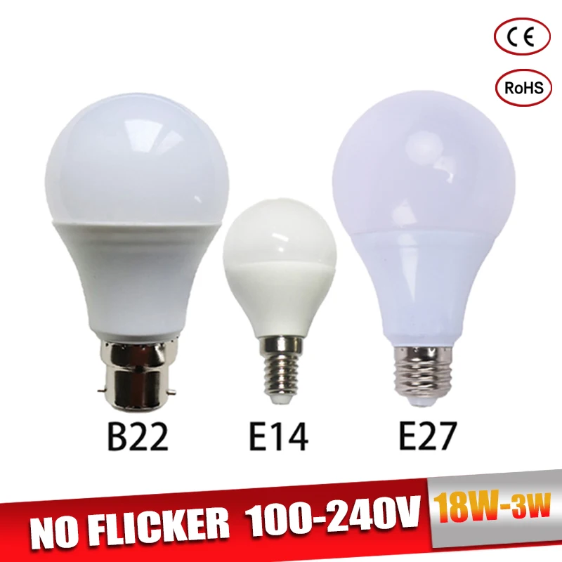 LED Bulb E27 Real Power LED Light Bulb B22 3W 5W 7W 9W 12W 15W 18W 220V LED Lamp E14 Lampada Ampoule Bombilla For Table Lamp