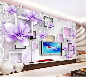 

3d wallpaper custom photo wallpaper living room mural lily flowers and box 3d painting sofa TV background wallpaper for wall 3d