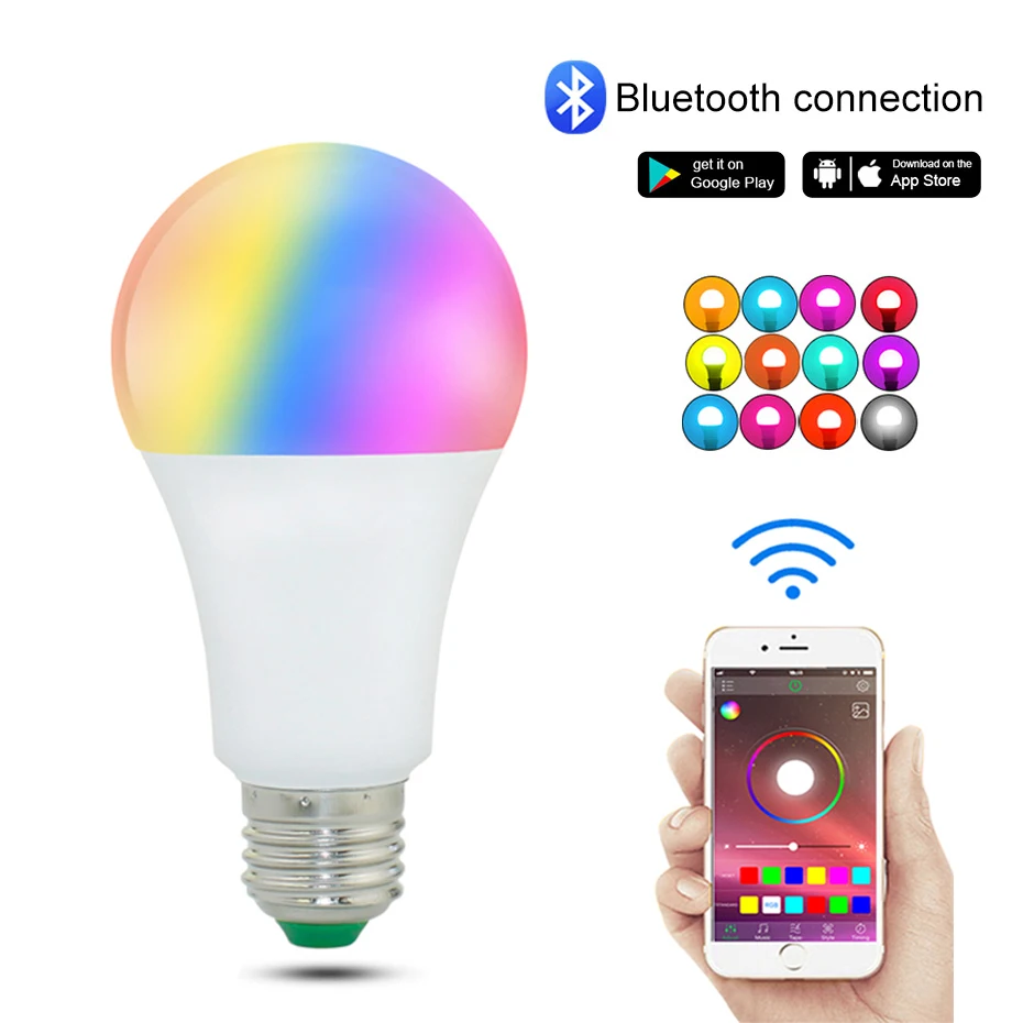 15 Вт RGB светодиодный светильник Точечный лампа E27/B22 Беспроводная Bluetooth Волшебная