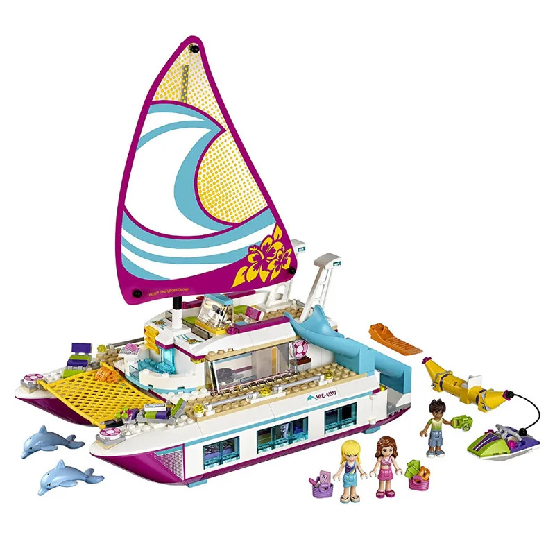 

651pcs Building Blocks Toys Sunshine Catamaran Kids Bricks Toy Compatible Legoe 41317 Children Christmas Gifts