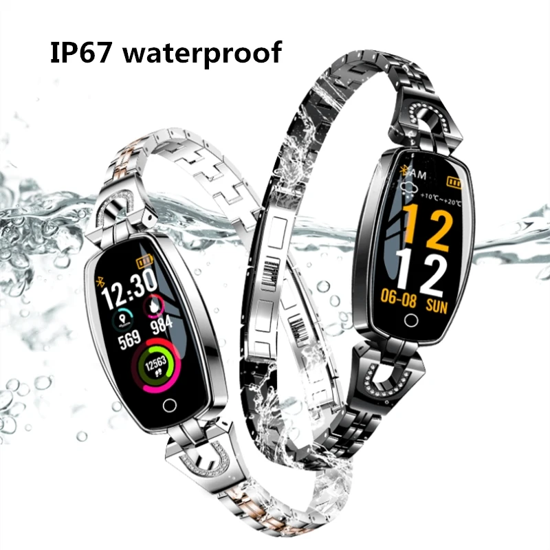 Women Bracelet Lady Fashion Smart Wristband Blood Pressure Heart Rate Monitor Fitness Tracker IP67 Smart Female watch Clock H8