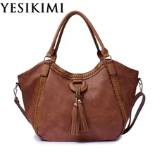 YESIKIMI новая женская сумка на плечо с кисточкой Кошелек из искусственной кожи вместительные Сумки Винтажные женские Bolsas Рождественский подарок