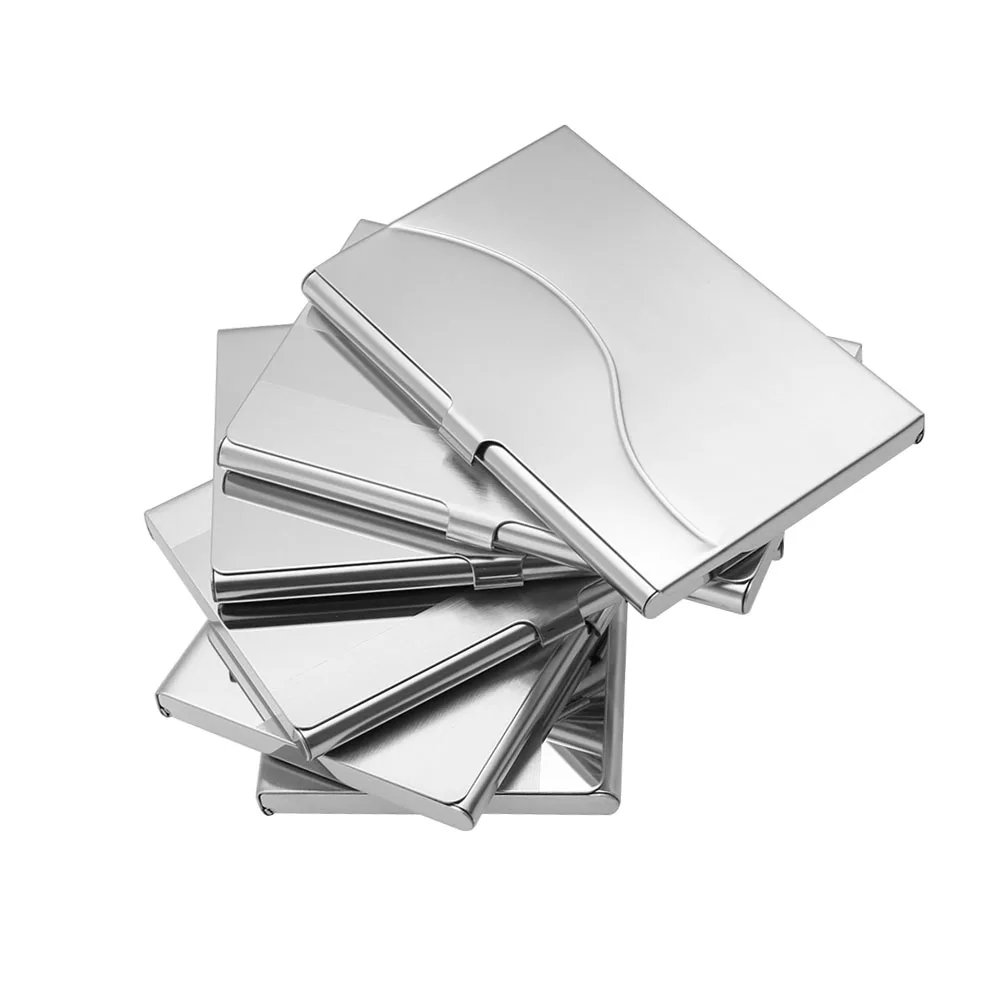 

2017 New Men Fashion Business Credit ID Card Holder Waterproof Stainless Steel Box Case Wallet Metal Pocket Box Case Silver