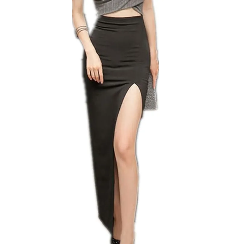 Wonderbaar Nieuwe hoge taille lange rok sexy retro split zwarte kokerrok|long EY-41