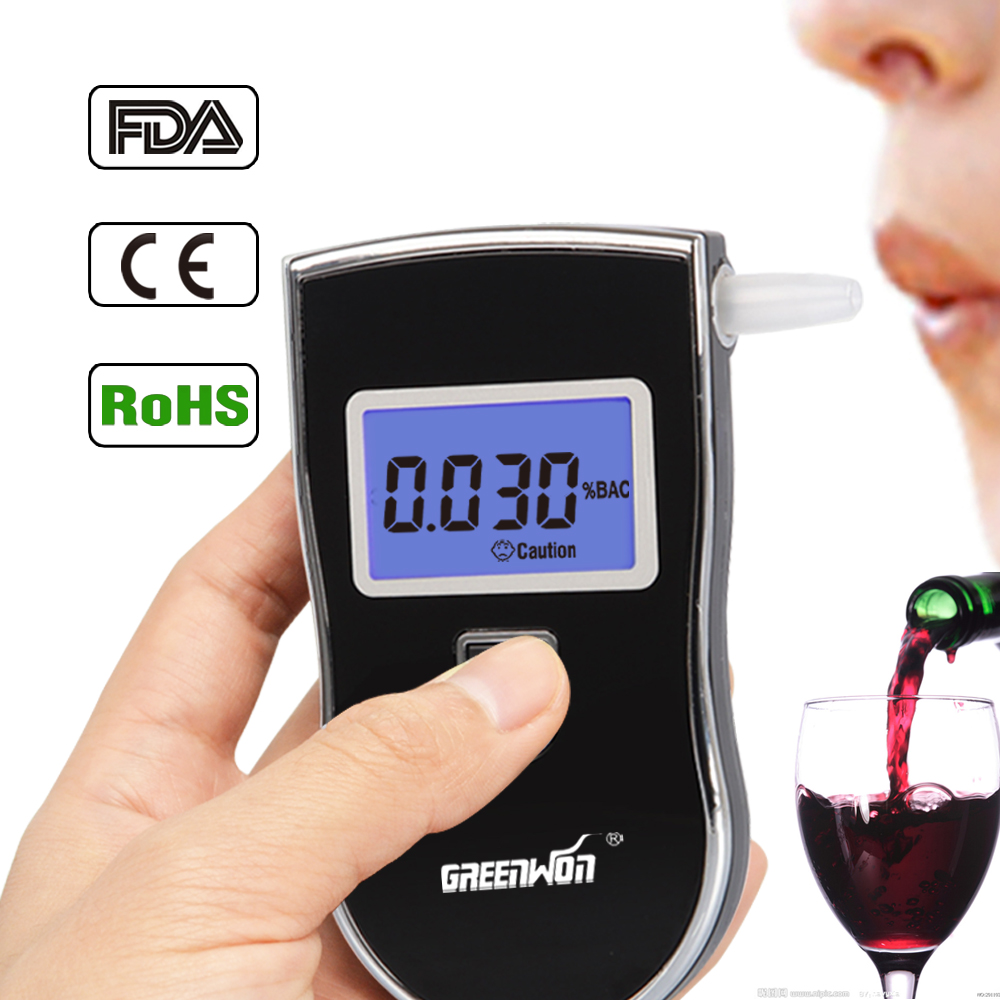 Free shipping Professional Police Digital Breath Alcohol Tester Breathalyzer AT818 Dropshipping TESTER FOR DRIVING
