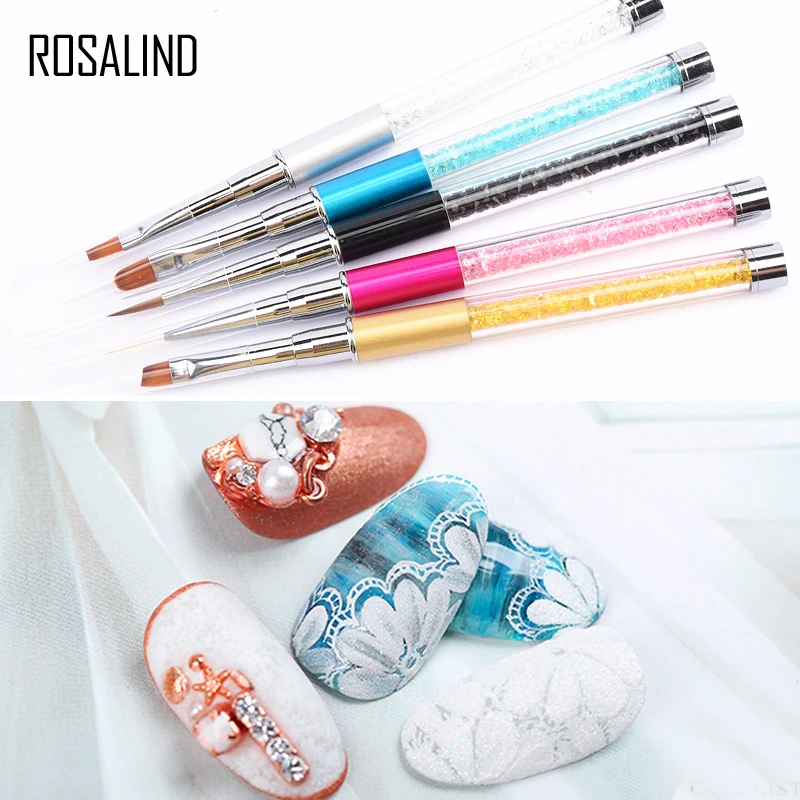 

ROSALIND Nail Art Acrylic Powder Crystal Pen Brush UV Gel Nail Painting Drawing Tips Multi-function DIY Powder Tool