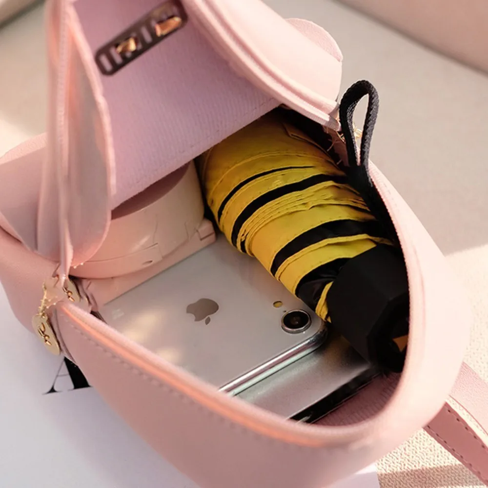  Herald Fashion Small Women Backpack Mini Panelled School Book Bag for Teenage Girls Female Soft Lea - 33058737086