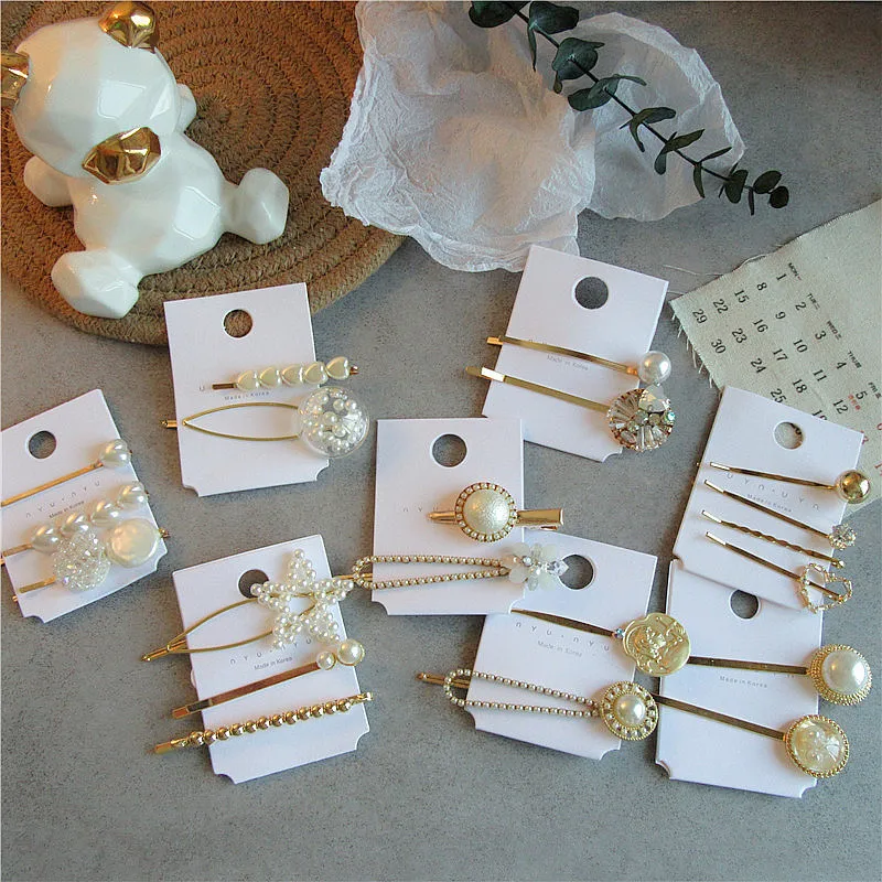 

Korean Simple Baroque Vintage Geometric Imitation Pearl Hairpins for Fashion Women Temperament Hair Accessories Combination Set