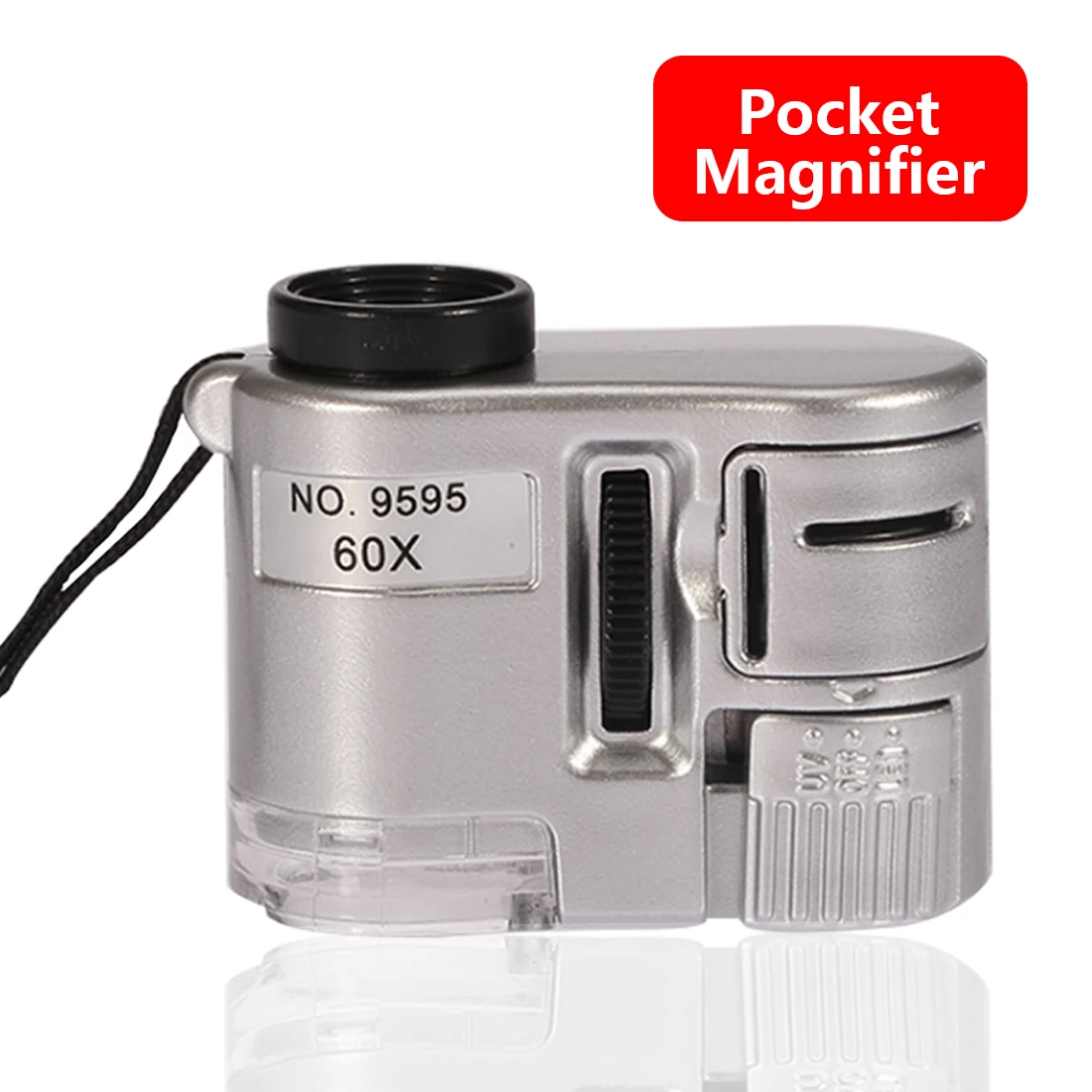 

Handheld Protable Pocket Mini 60X Microscope Jeweler Loupe Lens Illuminated Magnifier Glass With LED Light
