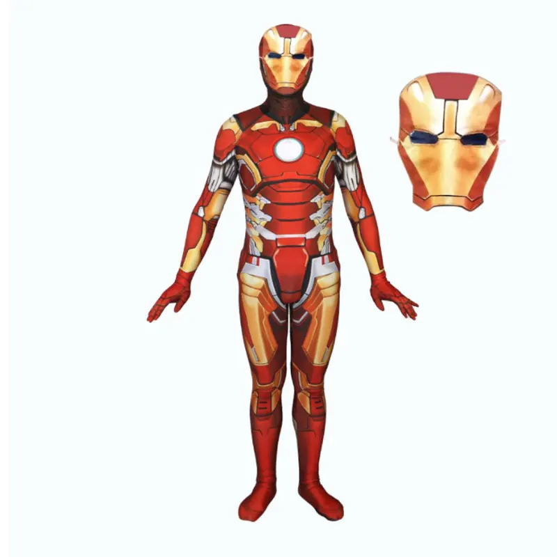 

2019 new cosplay Iron Man Cosplay conjoined tights Halloween role-playing costumes with masks Custom tights cotsume Posting