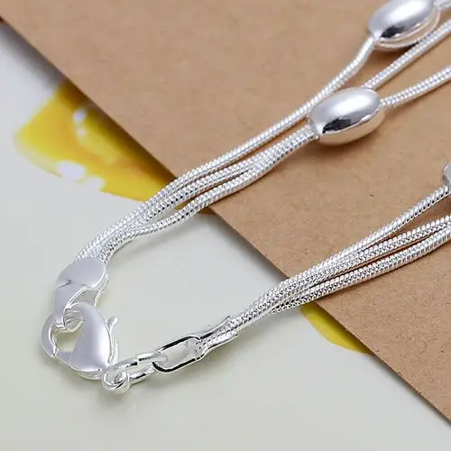 KN-H236,, серебряные модные ювелирные браслеты, три линии, блестящий шар, браслет с бусинами, трендовая цепочка на руку, pulsera, 925 штамп