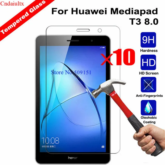 10 шт Настоящее закаленное Стекло пленка для huawei MediaPad T3 8 8,0 KOB-L09 KOB-W09 8 дюймов защита экрана планшета защитная пленка