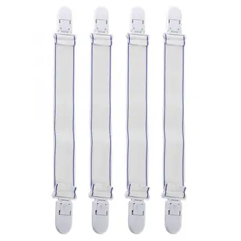 

4Pcs White Bed Sheet Mattress Cover Blankets Home Grippers Clip Holder Fasteners Elastic Straps Fixing Slip-Resistant Belt