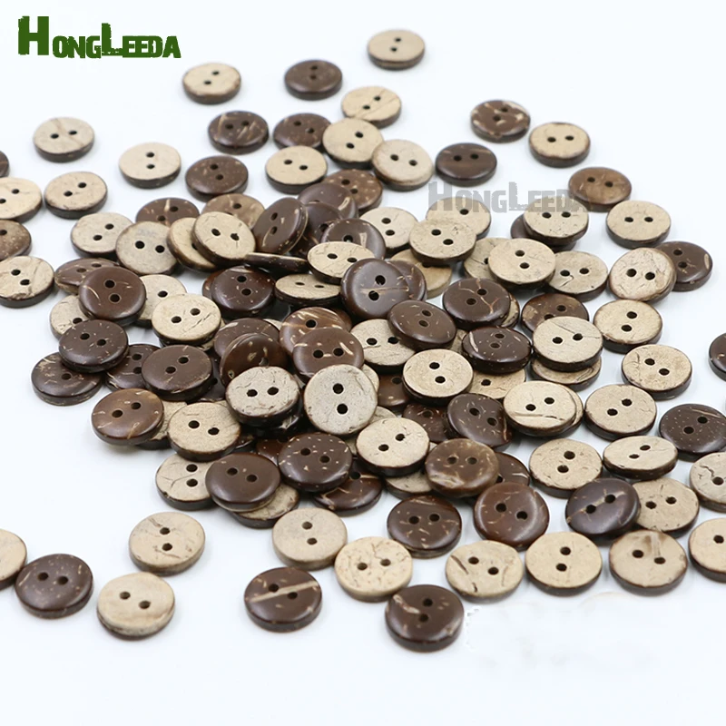 

300pcs/lot 2 hole natural coconut buttons round sewing flatback brown colors 10mm/11.5mm/15mm free shipping COCO004