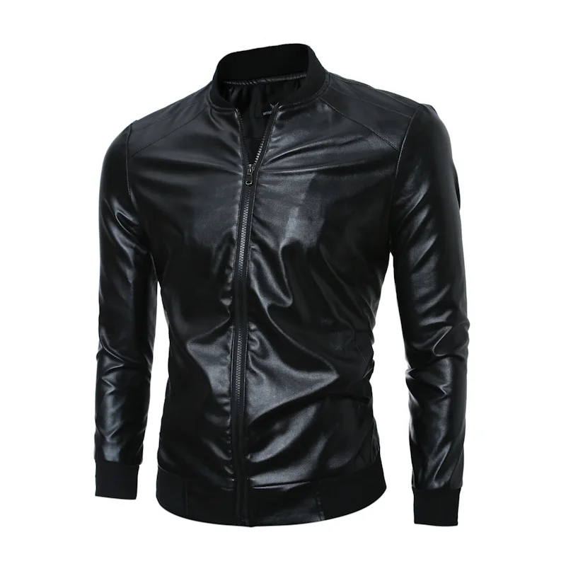 New Fashion PU Leather Jacket Men High quality Free Shipping Men