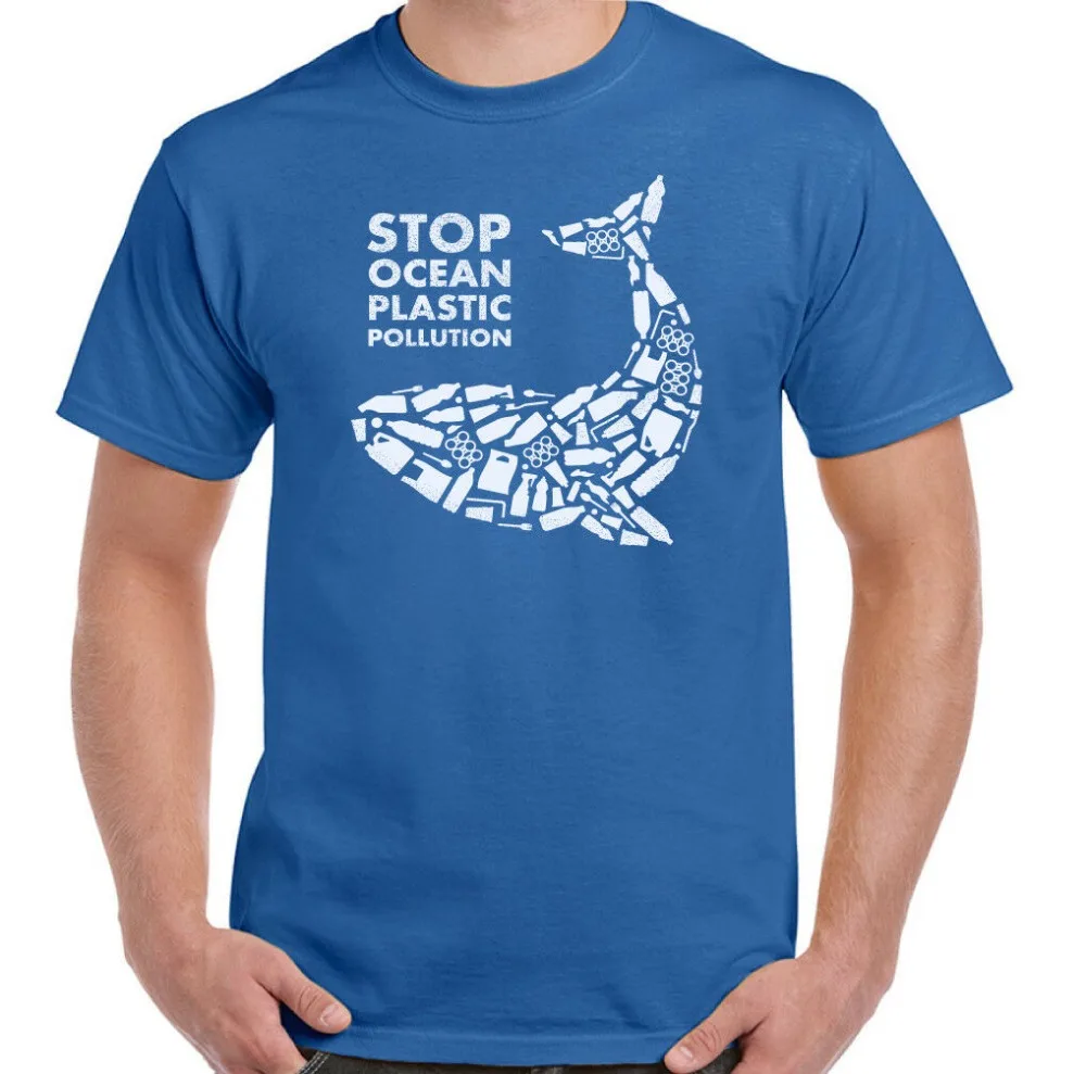 

Stop Ocean Plastic Pollution Mens T-Shirt Global Warming Whale Environmental Top 2019 New Arrival Men T Shirt