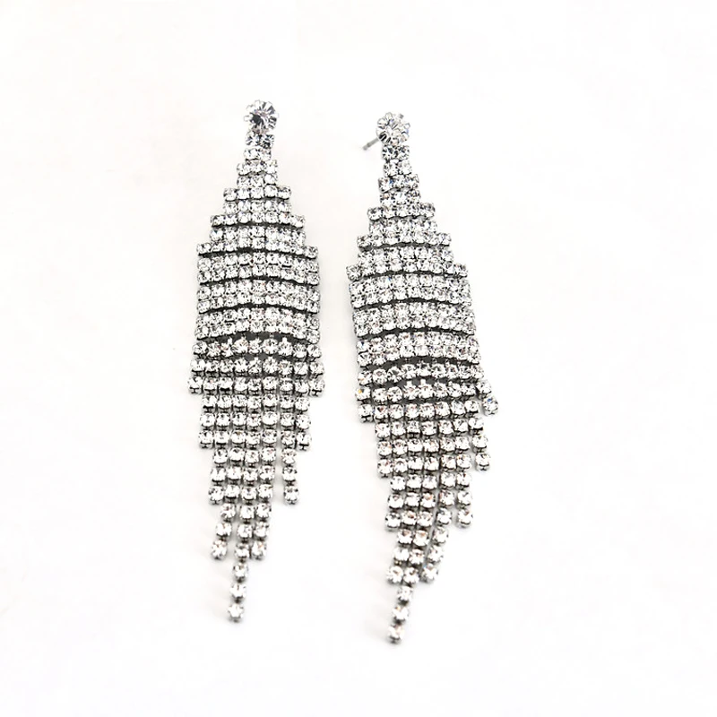 

Fashion Statement Jewelry Crystal Long Tassel Earrings For Women Korean Earrings Geometric Dangle Earring Wedding Jewelry