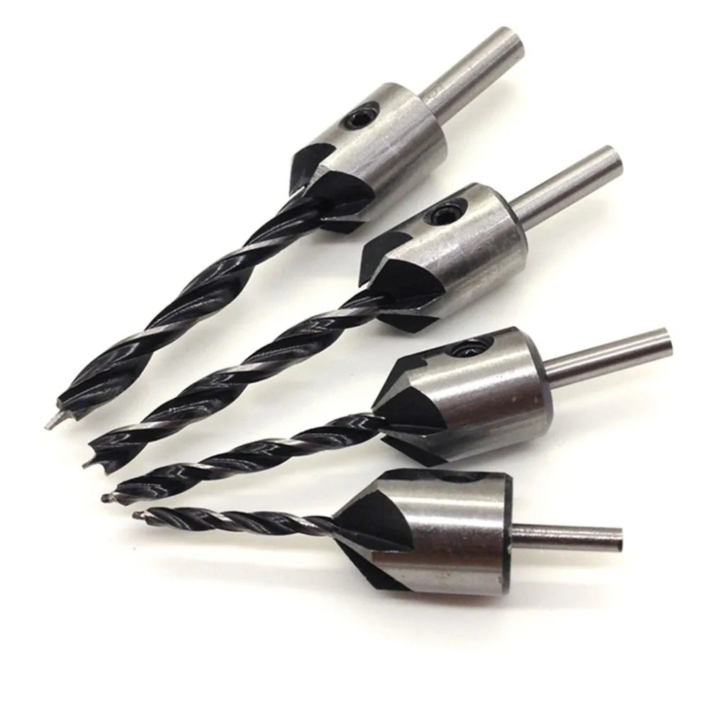 Набор зенкеров 4 шт. + 1 шестигранный хвостовик 3/4/5/6 мм|bit wood|countersink bit setcounter sink |
