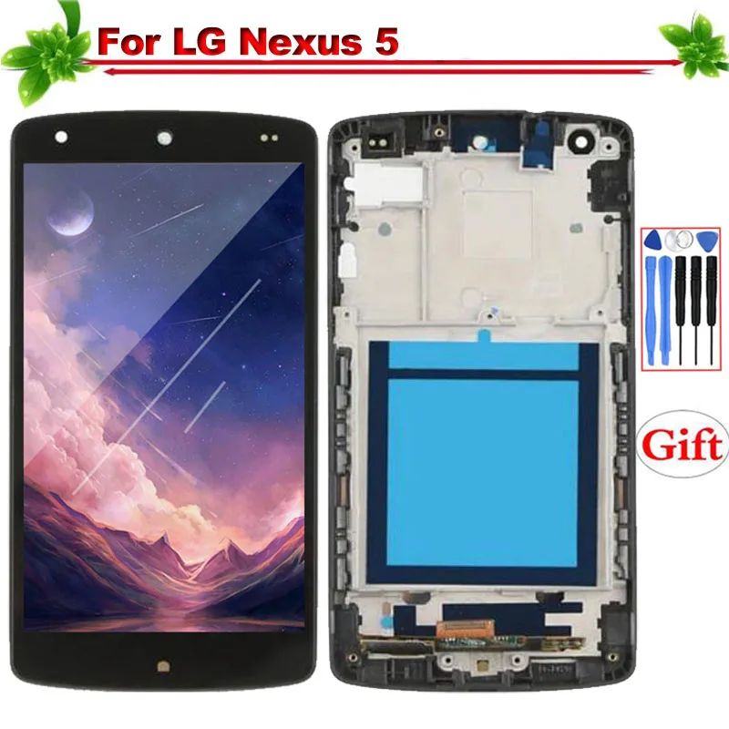 

100% Tested IPS for LG Nexus 5 D820 D821 Display with Frame Touch Screen Digitizer Assembly Replacement For LG Nexus 5 Display