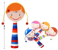 1pc/pack Newborn baby rattle drums wooden toys/ Brand new infant Kids Child knock noise maker toys with bright color non-toxic