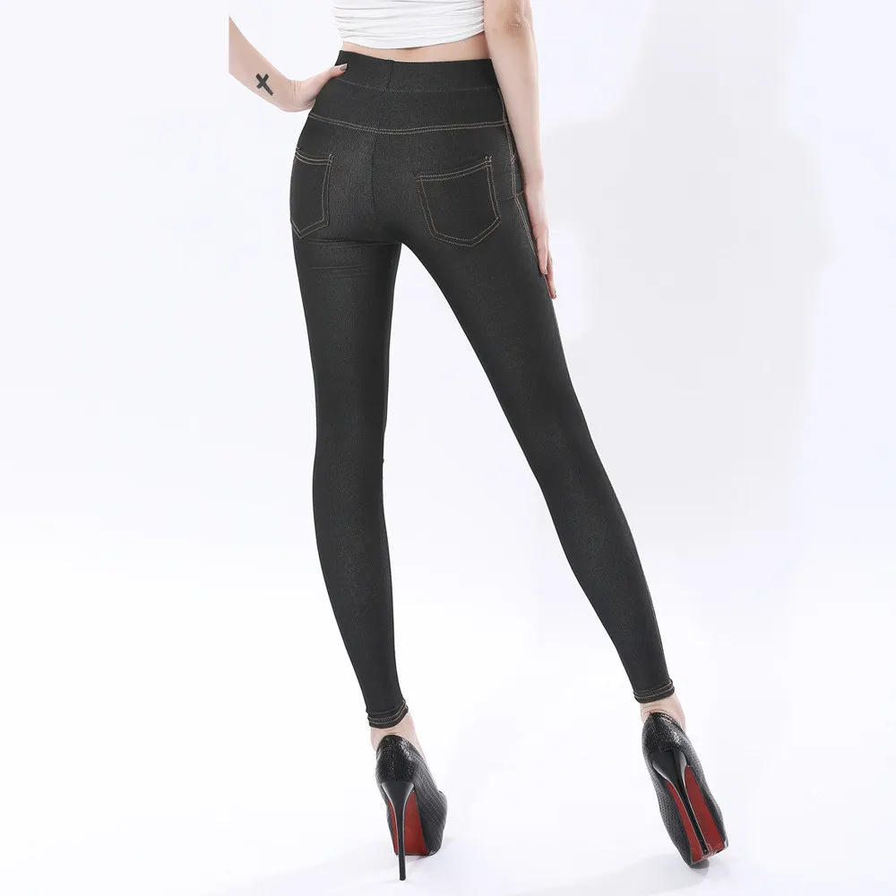 ATHVOTAR, женские леггинсы размера плюс, 5XL, джинсы из искусственного денима, джеггинсы, леггинсы, большие, черные, тянущиеся, узкие брюки, брюки