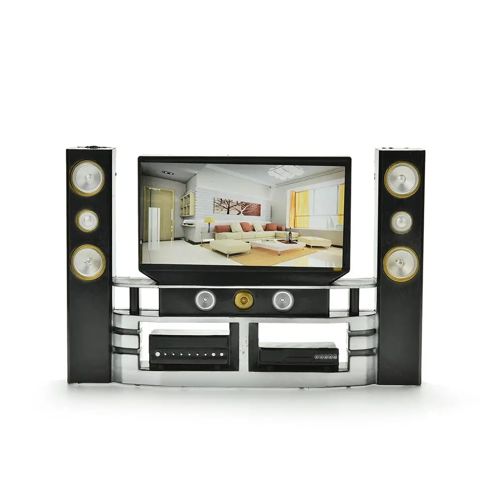 1PCS Doll House  HI-FI TV Cabinet Audio LCD Flat Screen Detachable TV Dollhouse Miniature Decoration Random Style 9