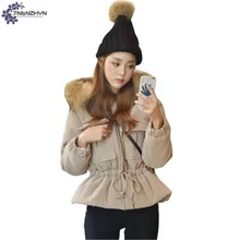 TNLNZHYN 2017 New Winter Large size Women Coat Warm Large Fur Collar Cotton Jacket Thicken Hooded Women clothing clothes AK343