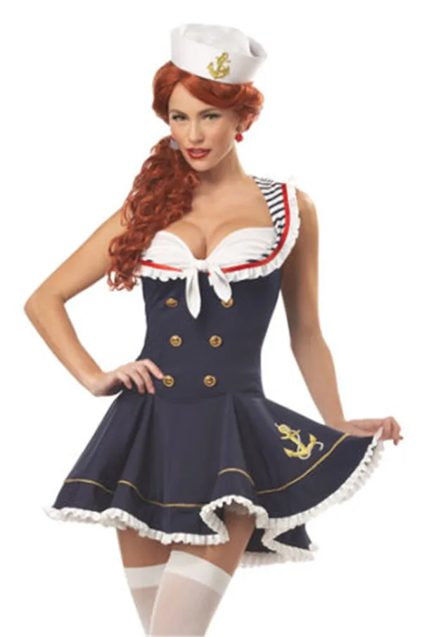 Adult Women Navy Sailor Costume Pin Up Fancy Dress